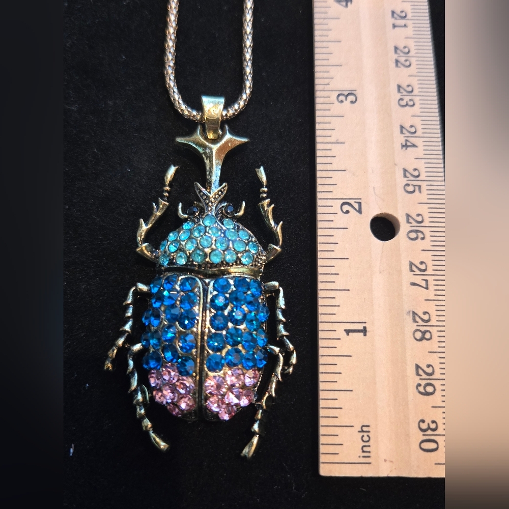 Multicolor Beetle Pendant Necklace - Picture 5 of 5